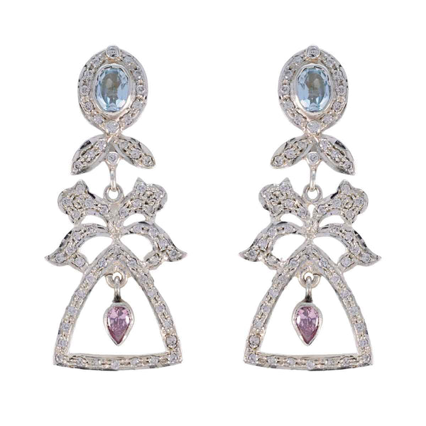 Multi-CZ-Indian-Ananya-Multiple-Stud-Multicolor-925-Silber-Ohrring