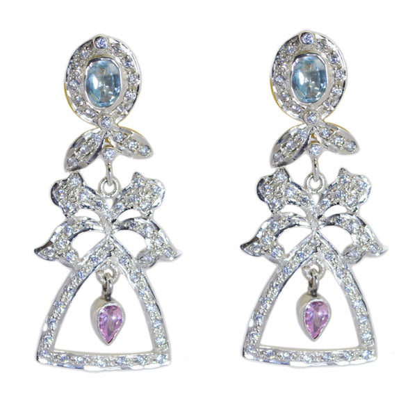 Multi-CZ-Indian-Ananya-Multiple-Stud-Multicolor-925-Silber-Ohrring