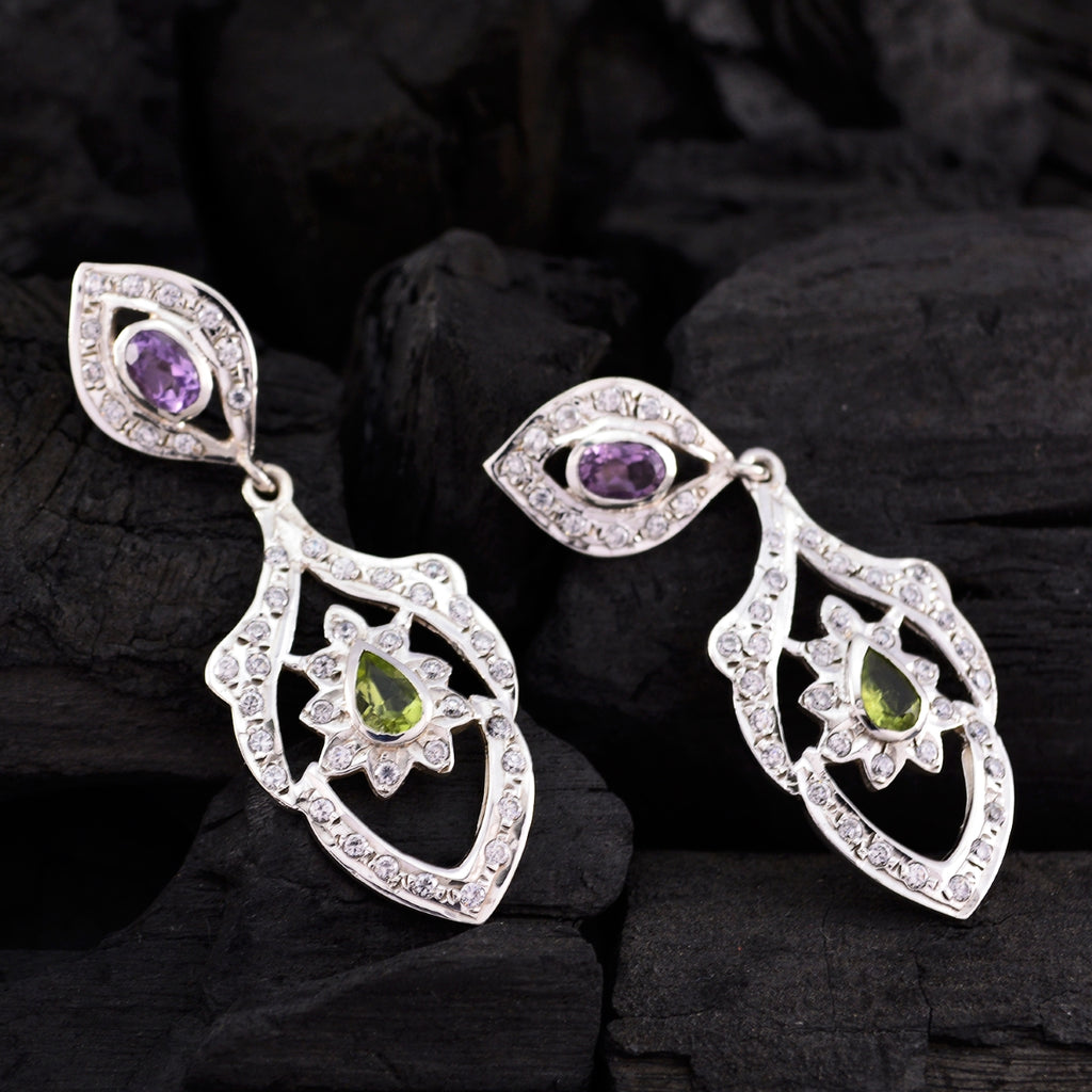 Multi-CZ-Indian-Liyana-multiple-Stud-multicolor-Sterling-Silver-Earring
