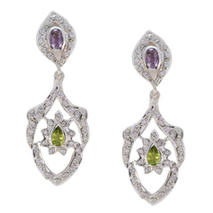 Multi-CZ-Indian-Liyana-multiple-Stud-multicolor-Sterling-Silver-Earring