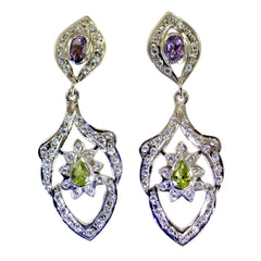 Multi-CZ-Indian-Liyana-multiple-Stud-multicolor-Sterling-Silver-Earring