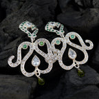 Multi-CZ-Indian-Natcha-multiple-Stud-multicolor-Silver-Earring