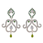 Multi-CZ-Indian-Natcha-multiple-Stud-multicolor-Silver-Earring