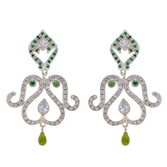 Multi-CZ-Indian-Natcha-multiple-Stud-multicolor-Silver-Earring