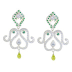 Multi-CZ-Indian-Natcha-multiple-Stud-multicolor-Silver-Earring