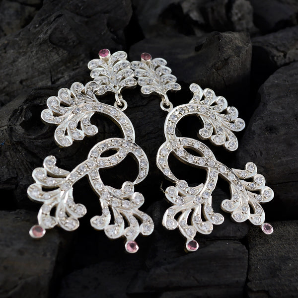 Multi-CZ-Indian-Nisa-multiple-Stud-multicolor-Silver-Earring
