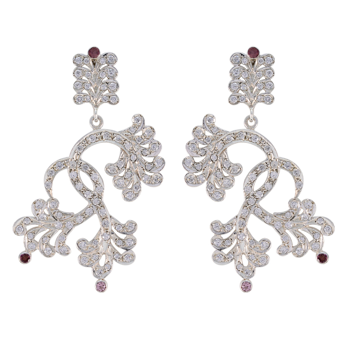 Multi-CZ-Indian-Nisa-multiple-Stud-multicolor-Silver-Earring Главное изображение товара