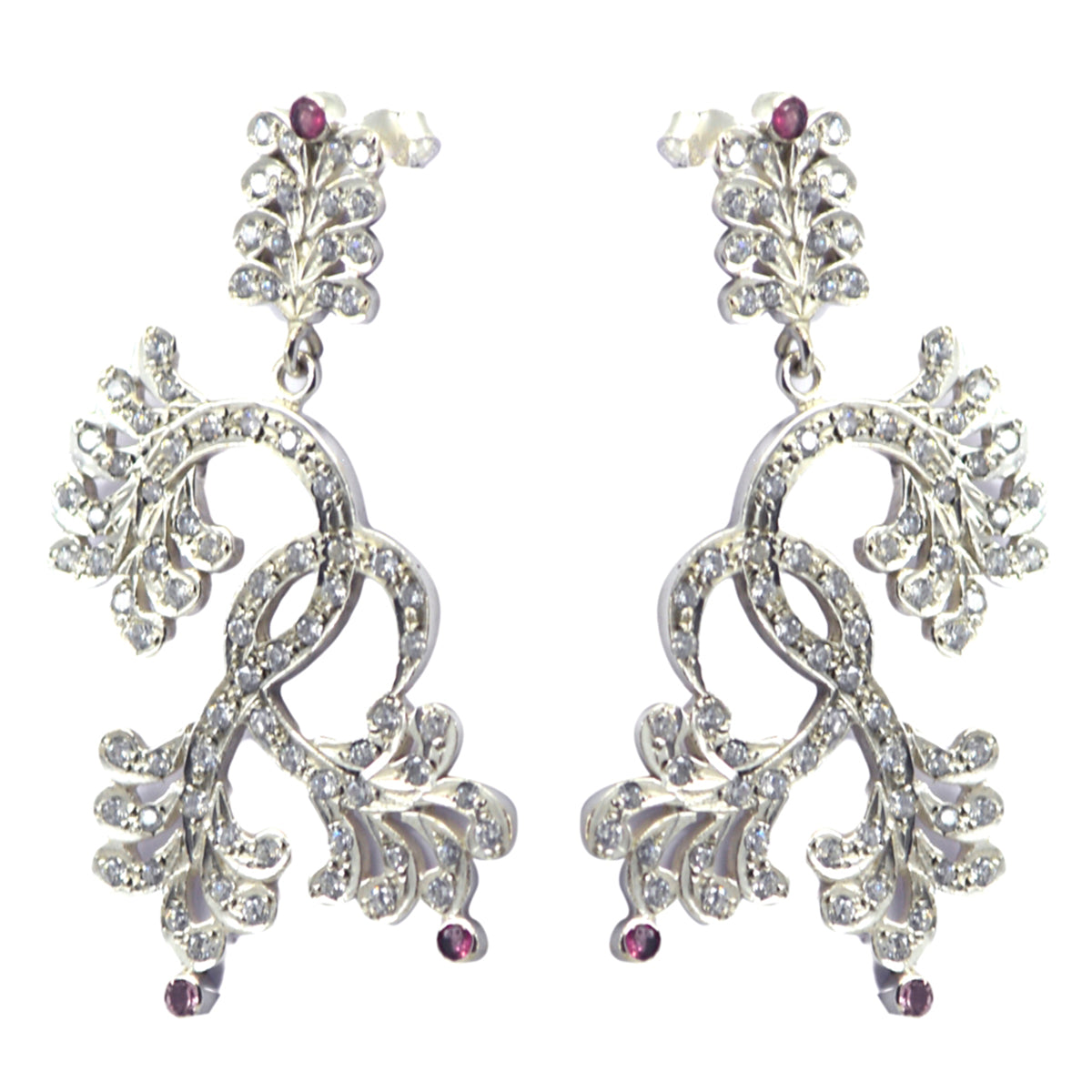 Multi CZ Indian Nisa multiple Stud multicolor Silver Earring Второстепенное изображение товара