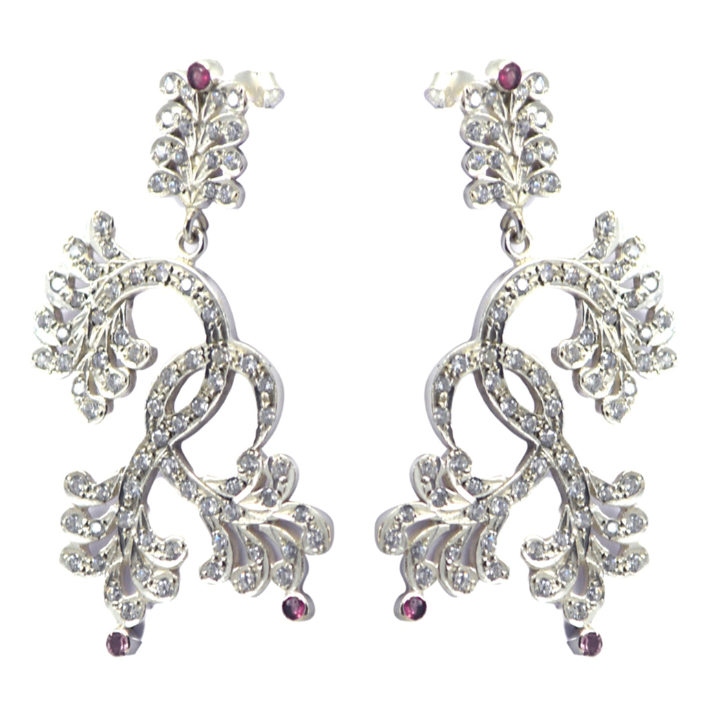 Multi-CZ-Indian-Nisa-multiple-Stud-multicolor-Silver-Earring