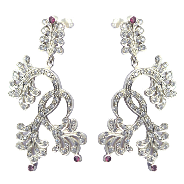 Multi-CZ-Indian-Nisa-multiple-Stud-multicolor-Silver-Earring