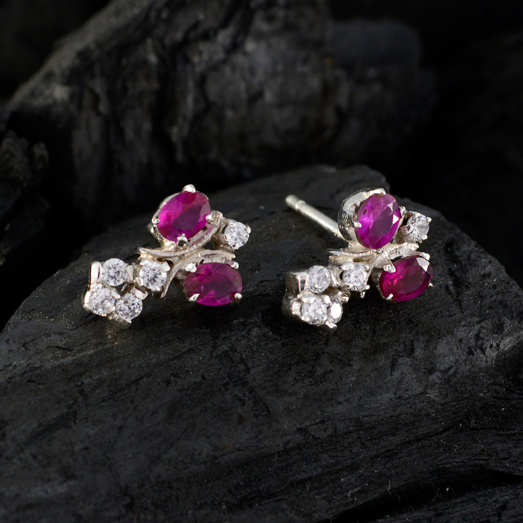 Multi-CZ-American-Pilar-multiple-Stud-multicolor-Sterling-Silver-Earring