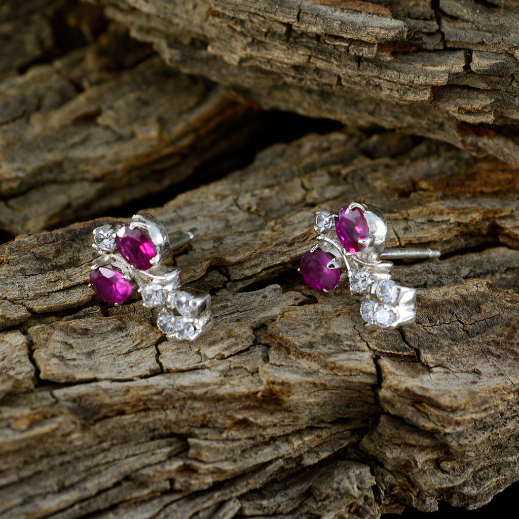 Multi-CZ-American-Pilar-multiple-Stud-multicolor-Sterling-Silver-Earring