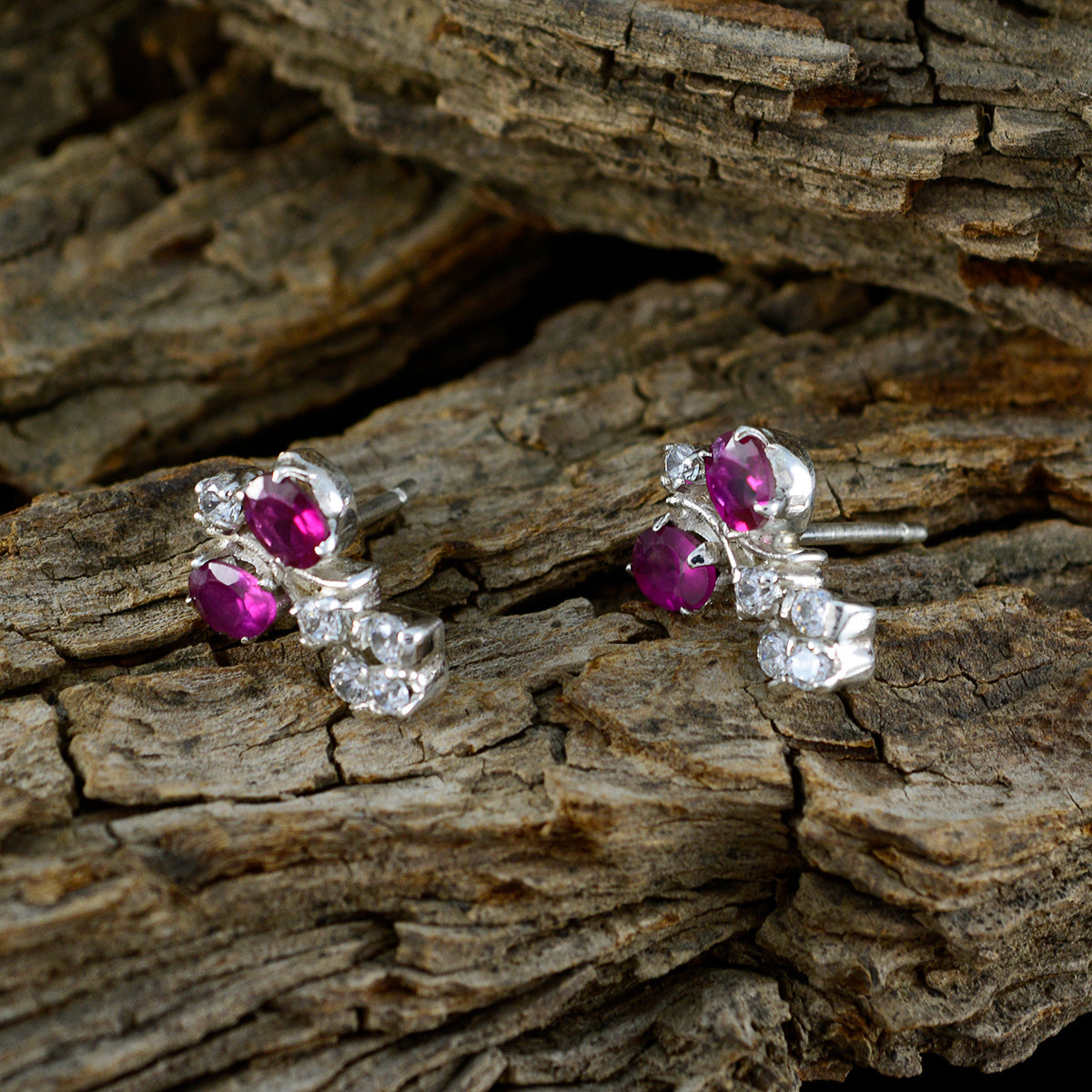 Multi-CZ-American-Pilar-multiple-Stud-multicolor-Sterling-Silver-Earring