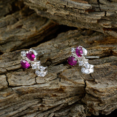 Multi-CZ-American-Pilar-multiple-Stud-multicolor-Sterling-Silver-Earring