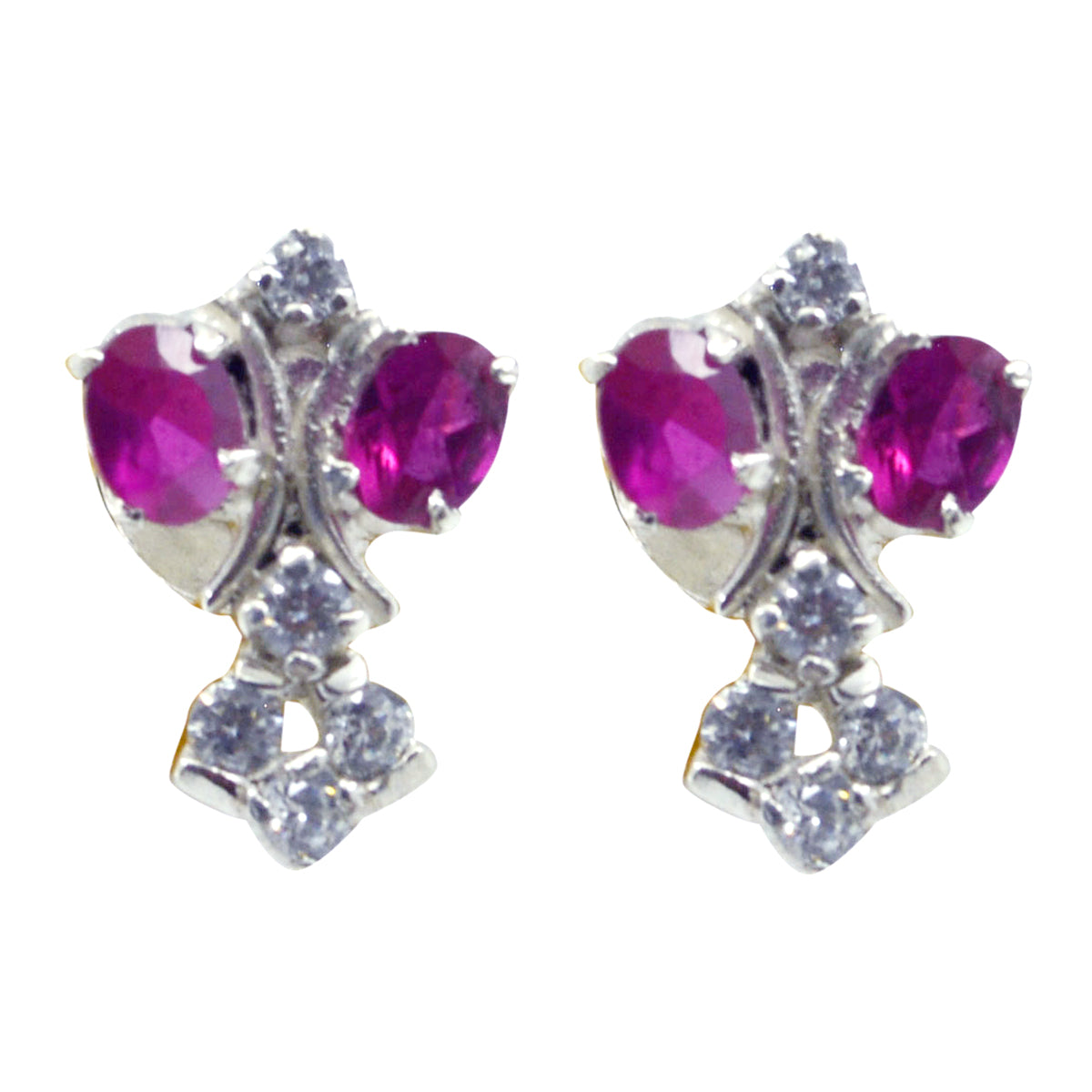 Multi-CZ-American-Pilar-multiple-Stud-multicolor-Sterling-Silver-Earring