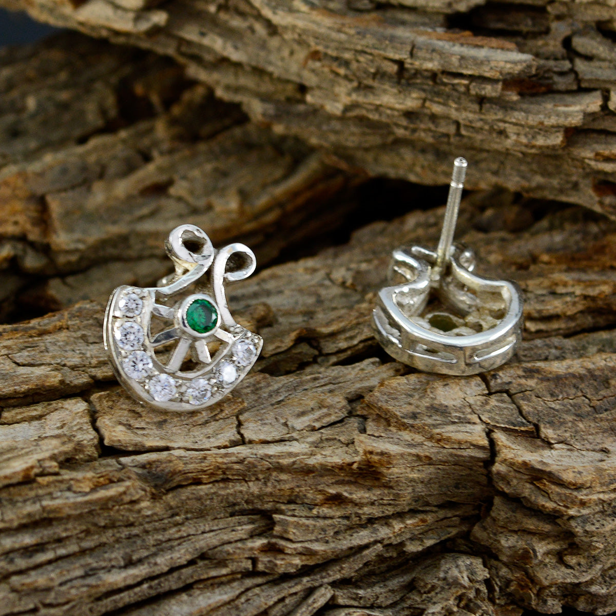 Multi-CZ-Korean-Rebeca-multiple-Stud-multicolor-Sterling-Silver-Earring