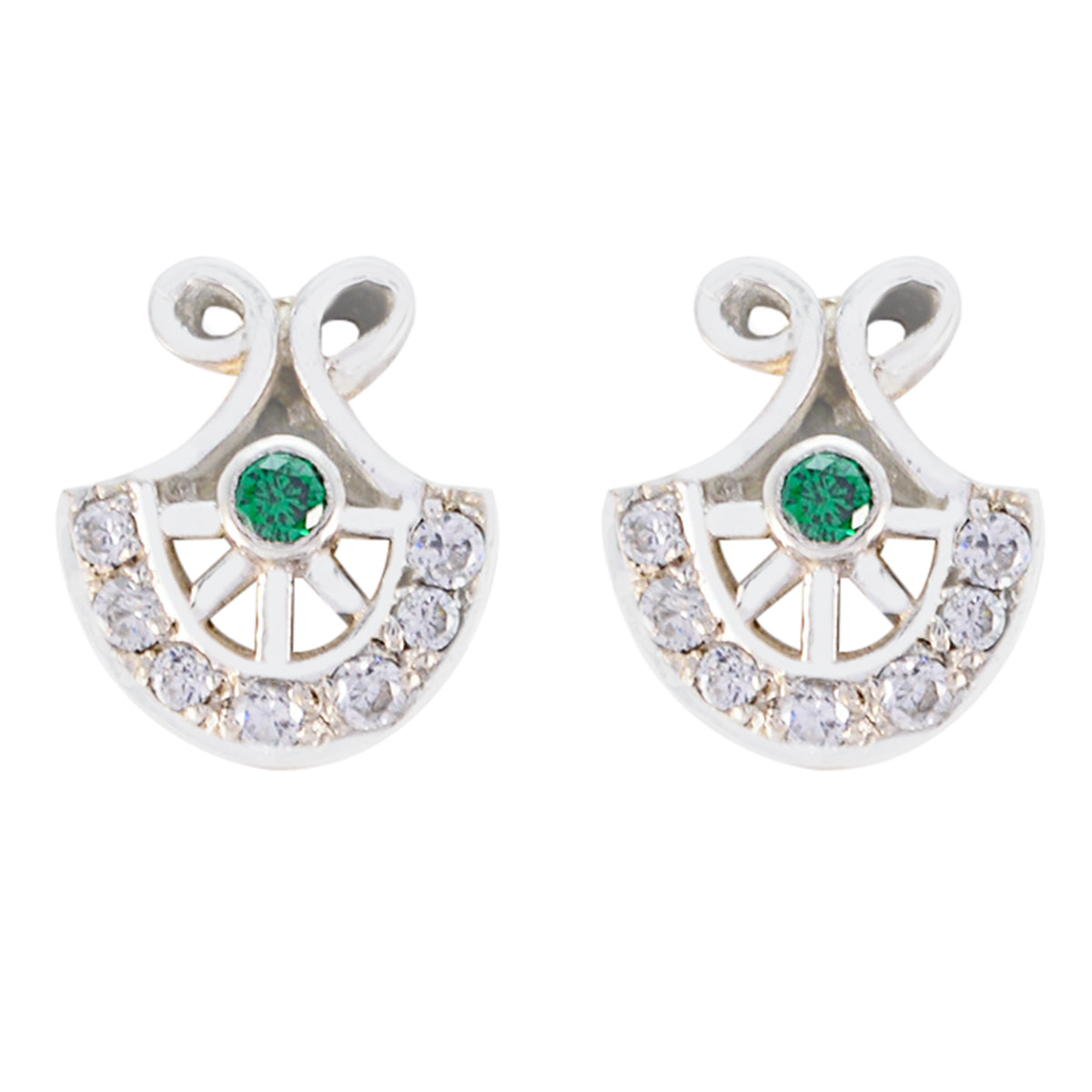 Multi-CZ-Korean-Rebeca-multiple-Stud-multicolor-Sterling-Silver-Earring