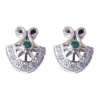 Multi-CZ-Korean-Rebeca-multiple-Stud-multicolor-Sterling-Silver-Earring