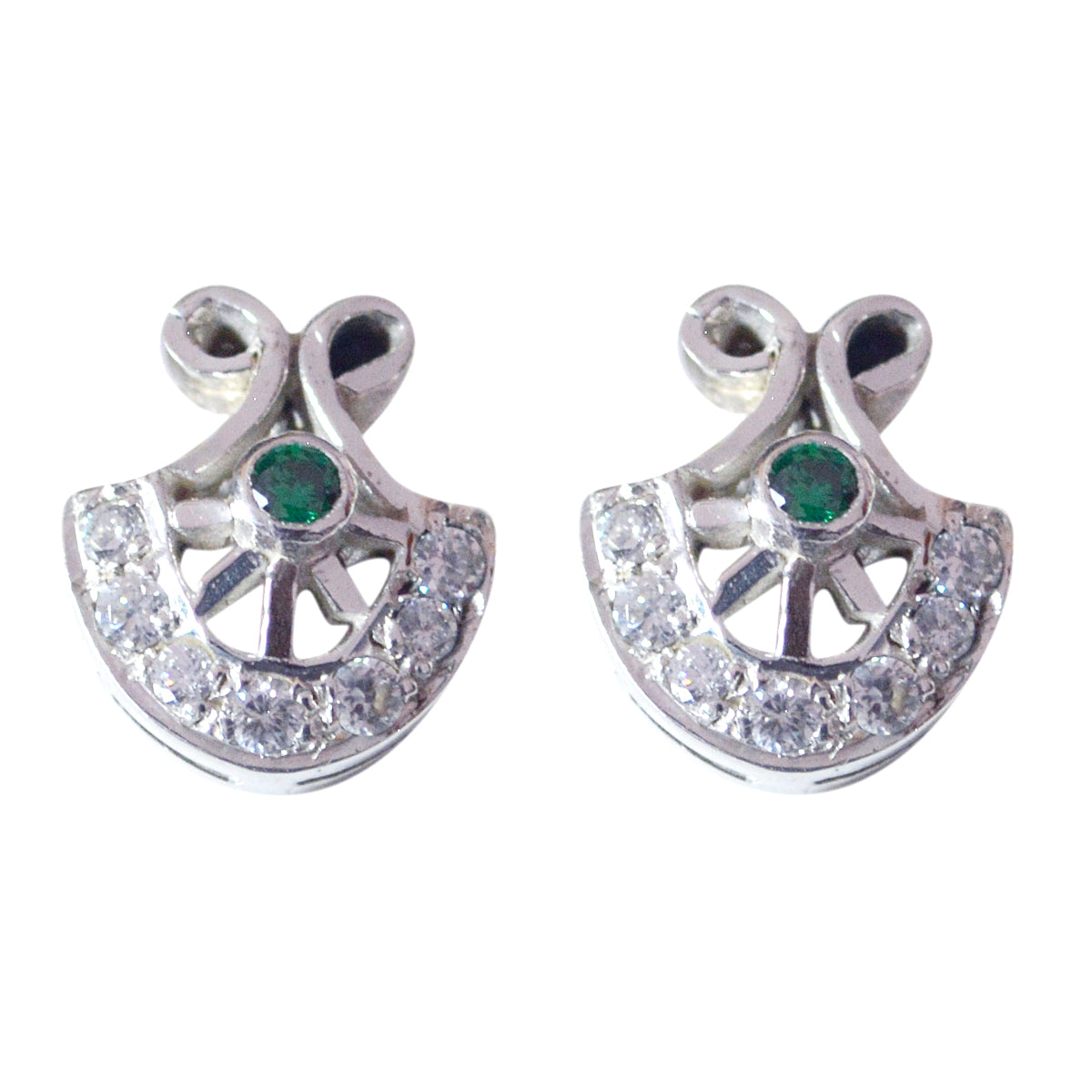 Multi-CZ-Korean-Rebeca-multiple-Stud-multicolor-Sterling-Silver-Earring