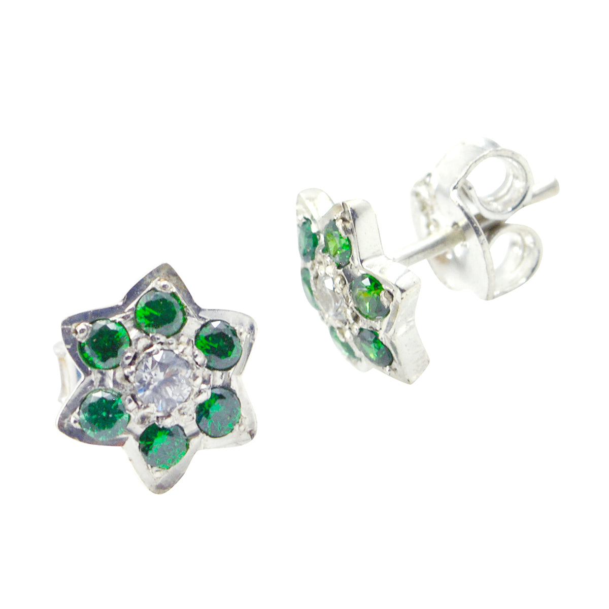 Multi-CZ-Turkish-Rosa-multiple-Stud-multicolor-Sterling-Silver-Earring