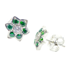 Multi-CZ-Turkish-Rosa-multiple-Stud-multicolor-Sterling-Silver-Earring