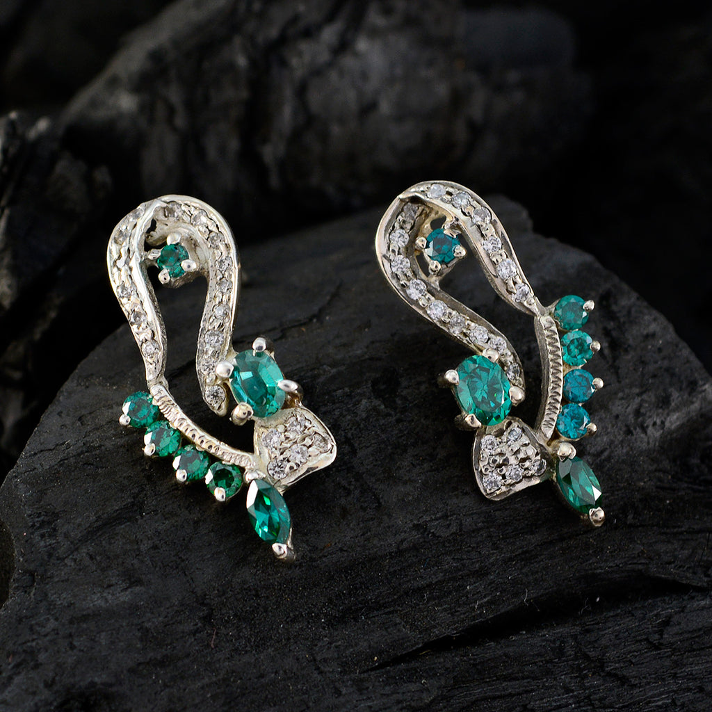 Multi-CZ-Italian-Sara-multiple-Stud-multicolor-925-Silver-Earring