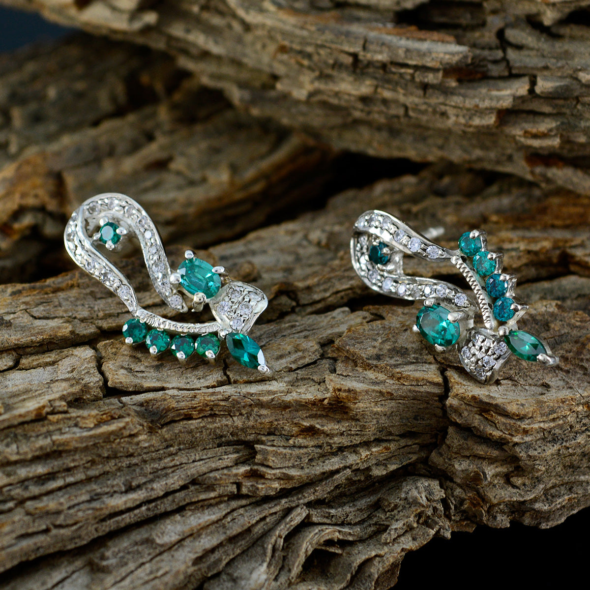 Multi-CZ-Italian-Sara-multiple-Stud-multicolor-925-Silver-Earring