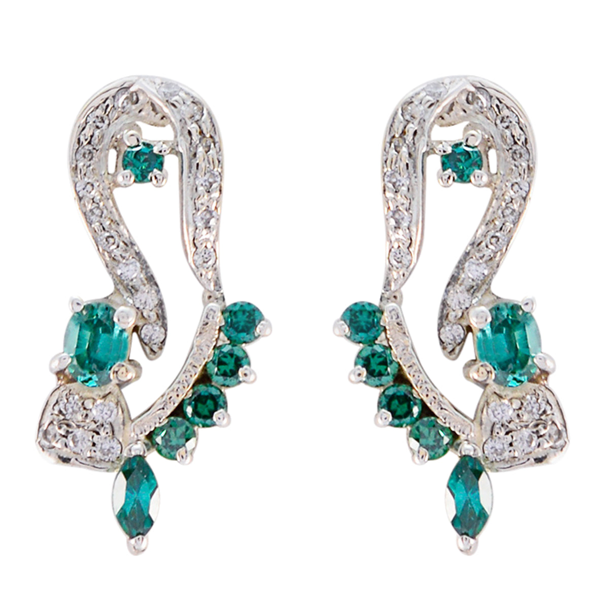 Multi-CZ-Italian-Sara-multiple-Stud-multicolor-925-Silver-Earring メイン画像