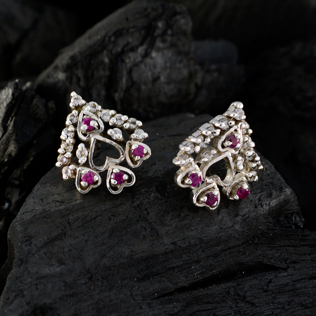 Multi-CZ-Middle-Eastern-Sofía-multiple-Stud-multicolor-92.5-Silver-Earring