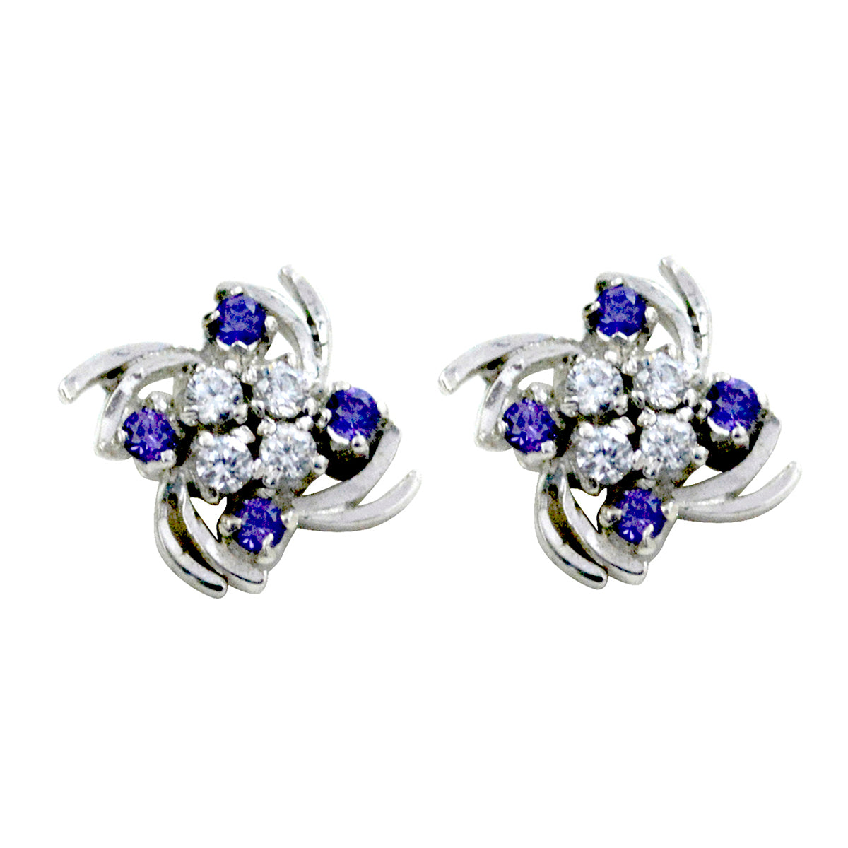 Multi-CZ-Australian-Valentina-Multiple-Stud-Multicolor-Silber-Ohrring メイン画像