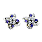 Multi-CZ-Australian-Valentina-multiple-Stud-multicolor-Silver-Earring