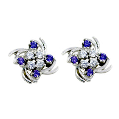 Multi-CZ-Australian-Valentina-multiple-Stud-multicolor-Silver-Earring