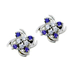 Multi-CZ-Australian-Valentina-multiple-Stud-multicolor-Silver-Earring