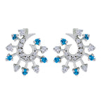 Multi-CZ-Latin-American-Aaliyah-multiple-Stud-multicolor-925-Sterling-Silver-Earring