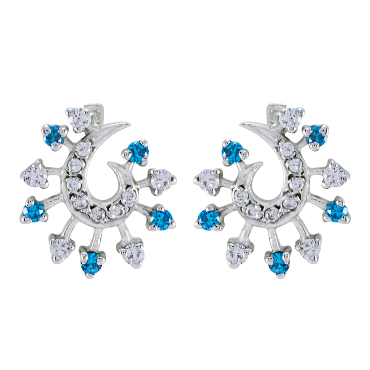 Multi-CZ-Latin-American-Aaliyah-multiple-Stud-multicolor-925-Sterling-Silver-Earring