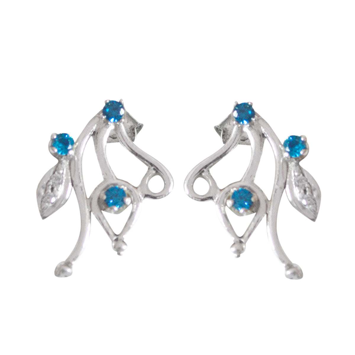 Multi-CZ-German-Addison-multiple-Stud-multicolor-Sterling-Silver-Earring Huvudsaklig produktbild