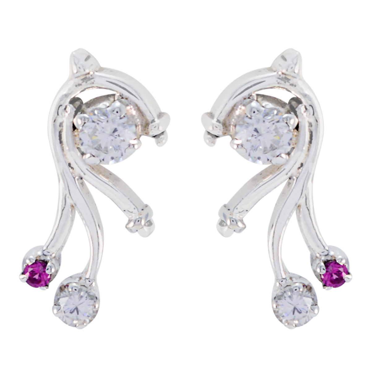 Multi-CZ-African-Agnes-Multiple-Ohrstecker-Multicolor-925-Sterling-Silber-Ohrring