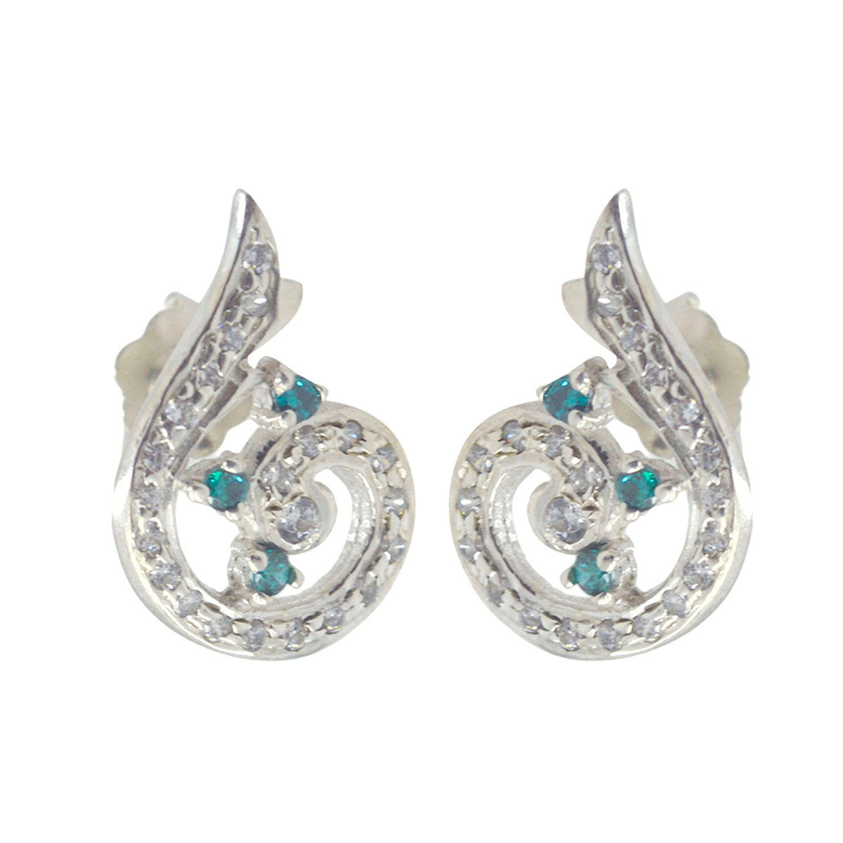 Multi-CZ-Russian-Aisha-multiple-Stud-multicolor-Silver-Earring Huvudsaklig produktbild