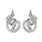Multi-CZ-Russian-Aisha-multiple-Stud-multicolor-Silver-Earring