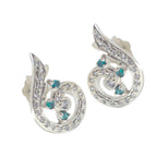 Multi-CZ-Russian-Aisha-multiple-Stud-multicolor-Silver-Earring