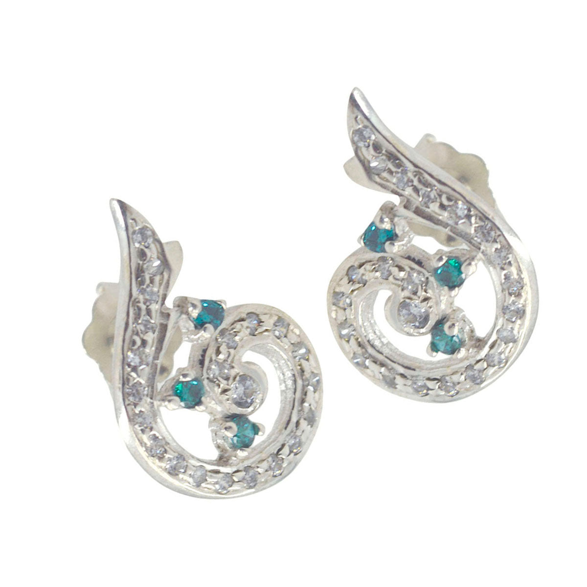 Multi-CZ-Russian-Aisha-multiple-Stud-multicolor-Silver-Earring