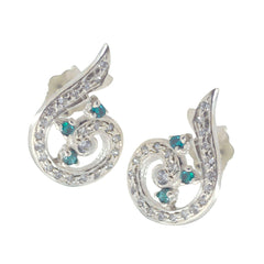 Multi-CZ-Russian-Aisha-multiple-Stud-multicolor-Silver-Earring