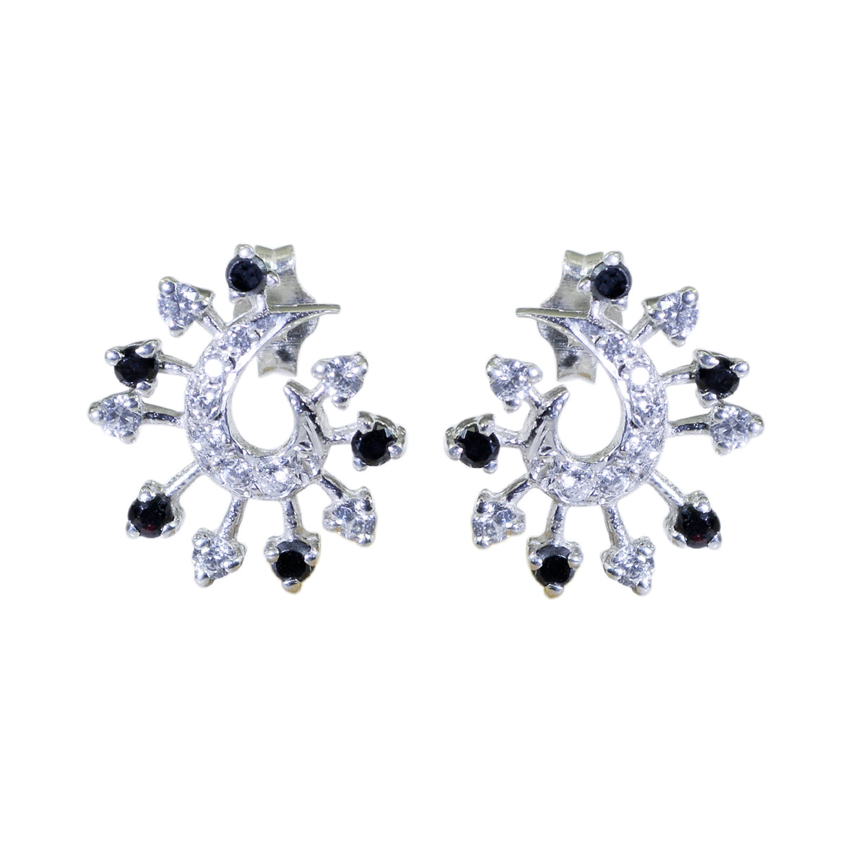 Multi-CZ-Moroccan-Alice-multiple-Stud-multicolor-925-Silver-Earring Huvudsaklig produktbild