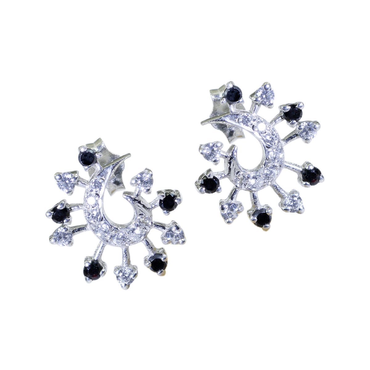 Multi-CZ-Moroccan-Alice-multiple-Stud-multicolor-925-Silver-Earring