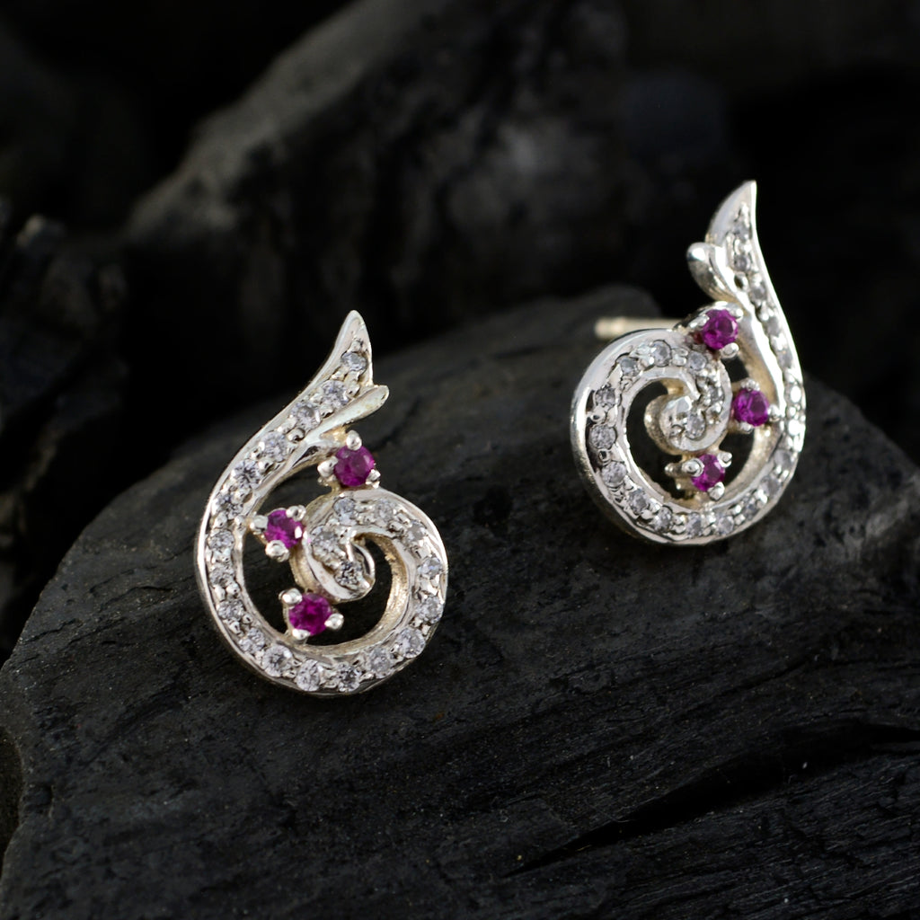 Multi-CZ-American-Amelia-multiple-Stud-multicolor-Silver-Earring
