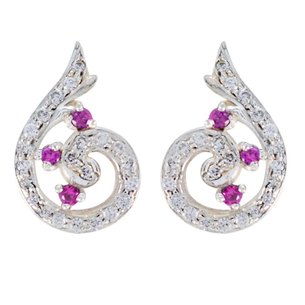 Multi-CZ-American-Amelia-multiple-Stud-multicolor-Silver-Earring Image principale du produit