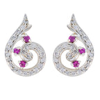 Multi-CZ-American-Amelia-multiple-Stud-multicolor-Silver-Earring