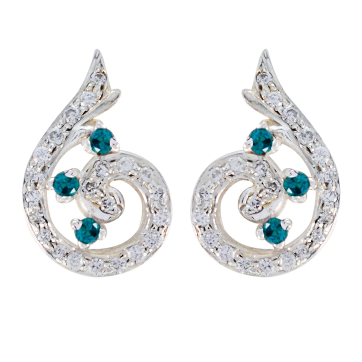 Multi-CZ-Korean-Anna-multiple-Stud-multicolor-925-Sterling-Silver-Earring Главное изображение товара