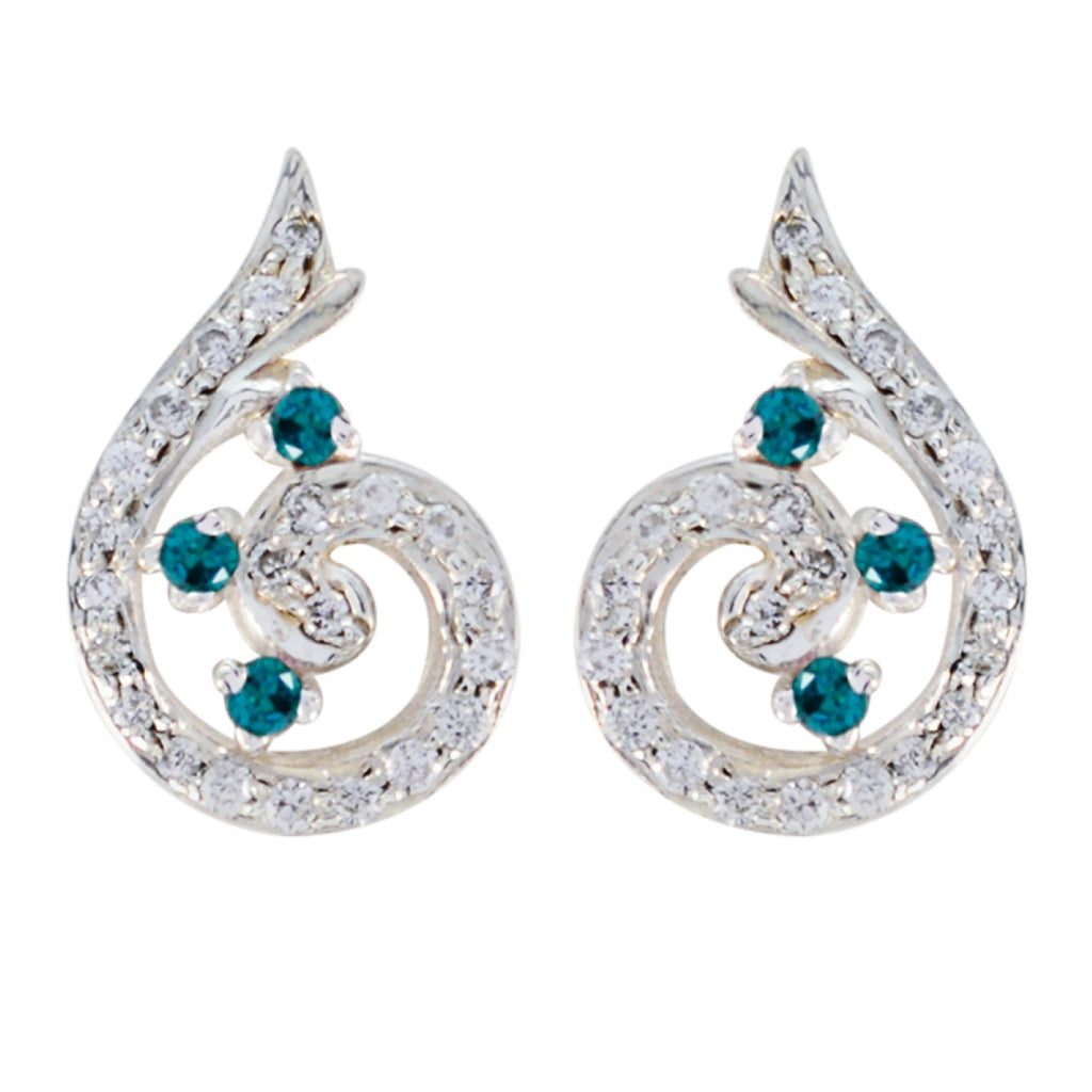 Multi-CZ-Korean-Anna-multiple-Stud-multicolor-925-Sterling-Silver-Earring
