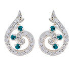 Multi-CZ-Korean-Anna-multiple-Stud-multicolor-925-Sterling-Silver-Earring